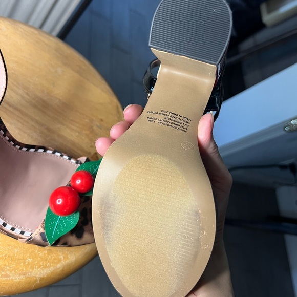 Betsey Johnson Leopard Heels with Red Cherry Accents New! - Picture 6 of 11